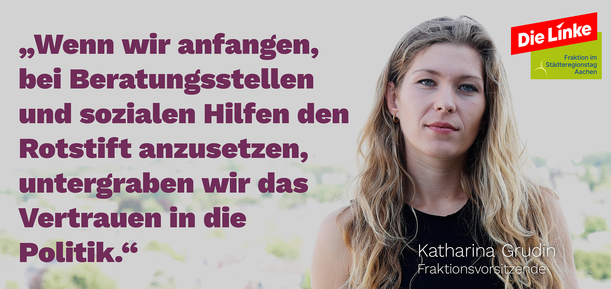 Katharina Grudin (Die Linke) warnt vor Haushalts-Kahlschlag der Städteregion